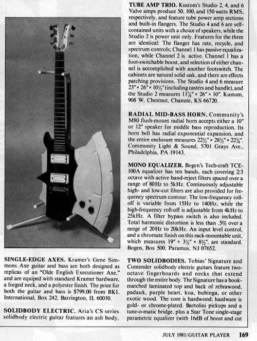 gene simmons bass guitar. The Gene Simmons Axe came in