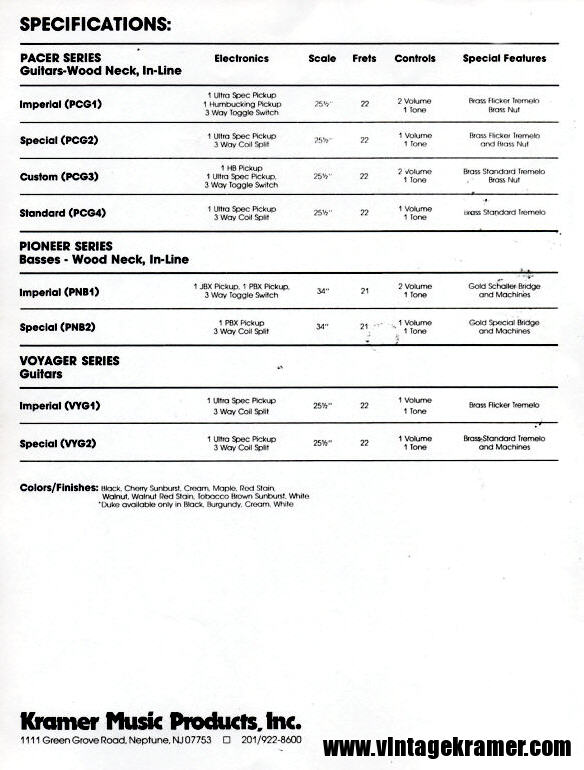 1981 Kramer Catalogs and Literature