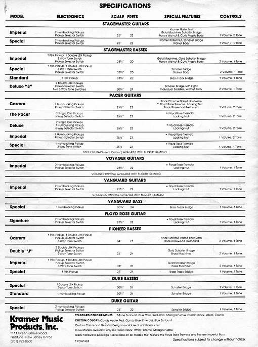 1983 Kramer Catalogs and Flyers